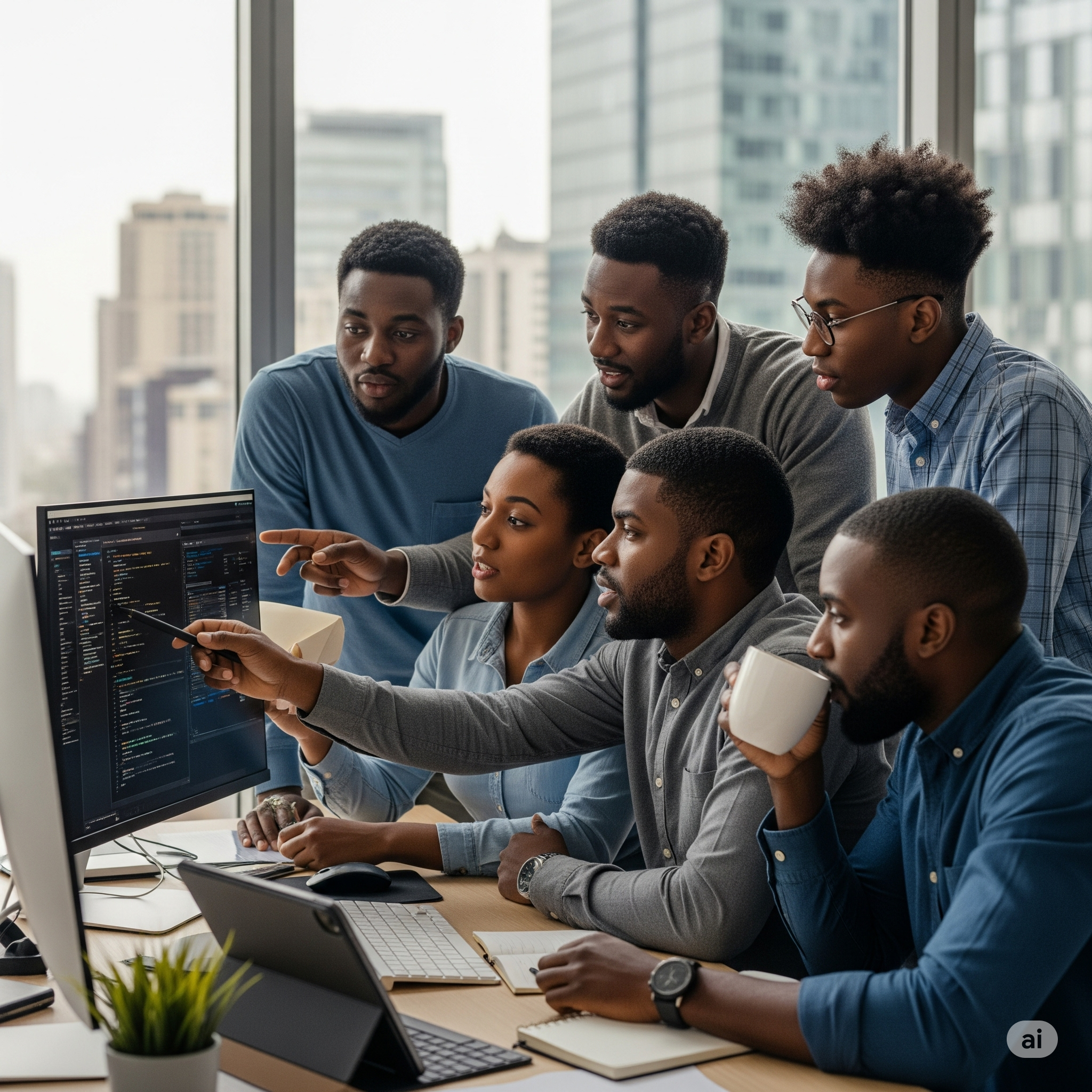 AppGrade team collaborating on tech solutions in Tema, Ghana.